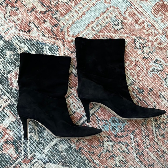 Tamara Mellon Suede Pointy Toe Booties - Picture 1 of 7